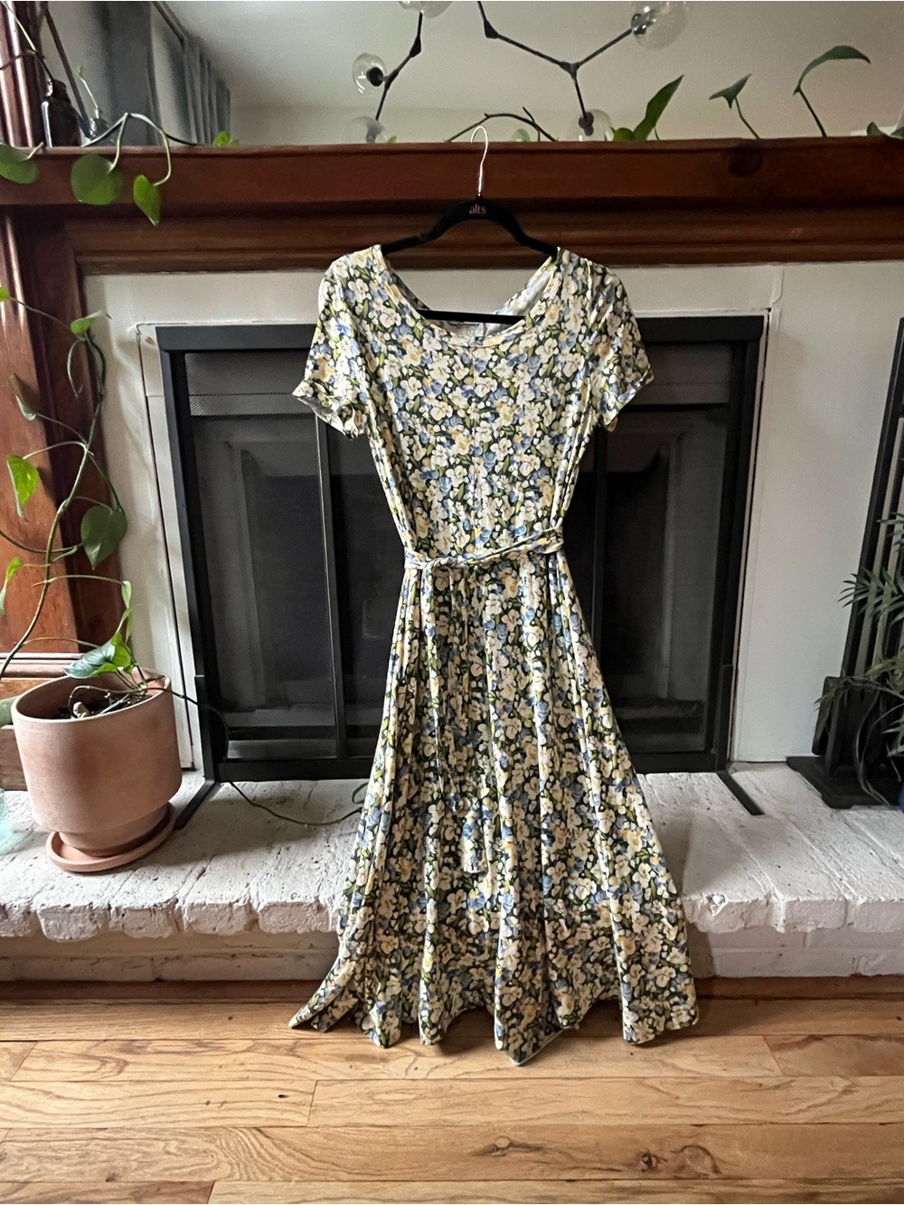 Diane Von Furstenberg Yellow and Blue Floral Midi Dress